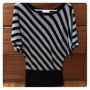 Black & Gray Stripped Top